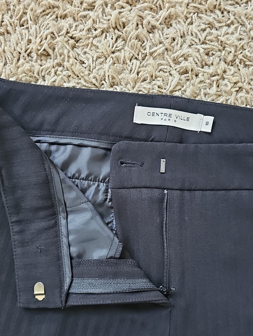 Centre Ville Paris Dress Pants Black Stripe Slacks Wide Leg Flare Tall Trousers - Picture 3 of 6